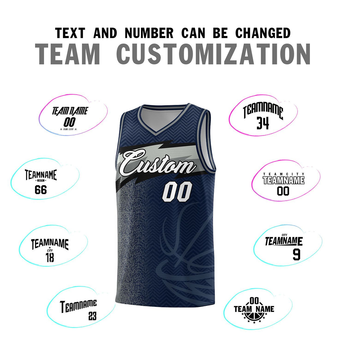 Custom Navy Dot Scatter Graffiti Pattern Sports Uniform Basketball Jersey