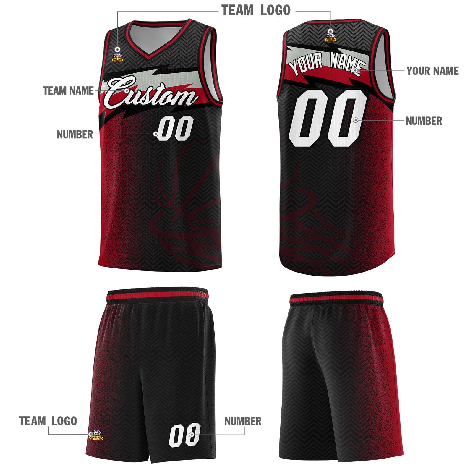 Custom Black Dot Scatter Graffiti Pattern Sports Uniform Basketball Jersey
