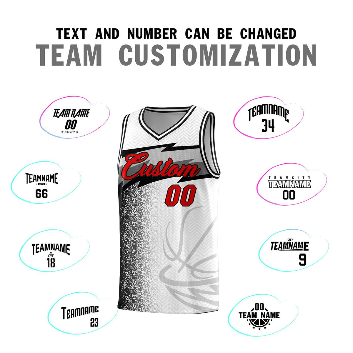 Custom White Dot Scatter Graffiti Pattern Sports Uniform Basketball Jersey