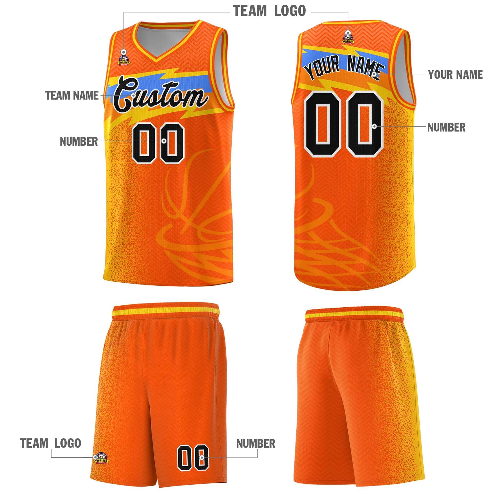 Custom Orange Dot Scatter Graffiti Pattern Sports Uniform Basketball Jersey