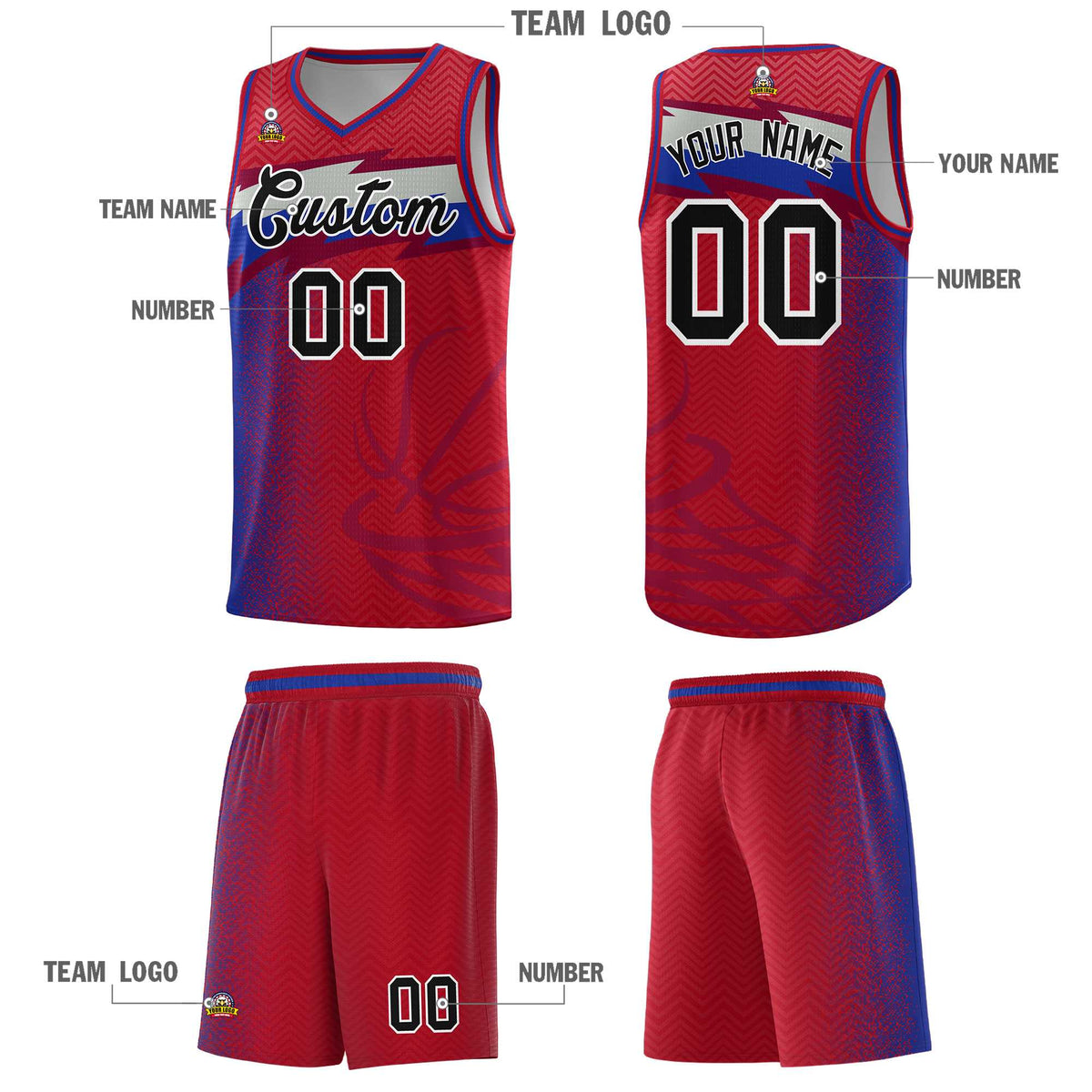Custom Red Dot Scatter Graffiti Pattern Sports Uniform Basketball Jersey