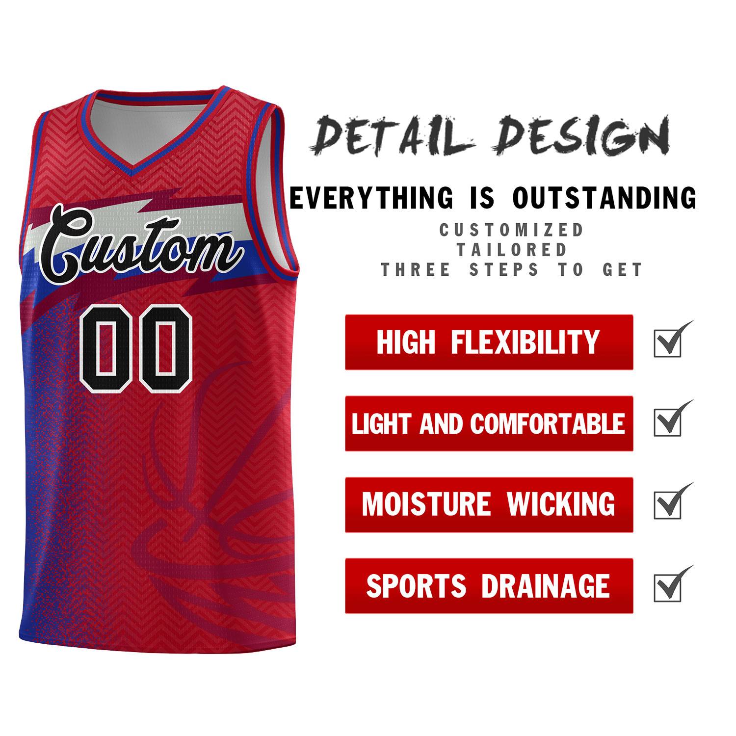 Custom Red Dot Scatter Graffiti Pattern Sports Uniform Basketball Jersey