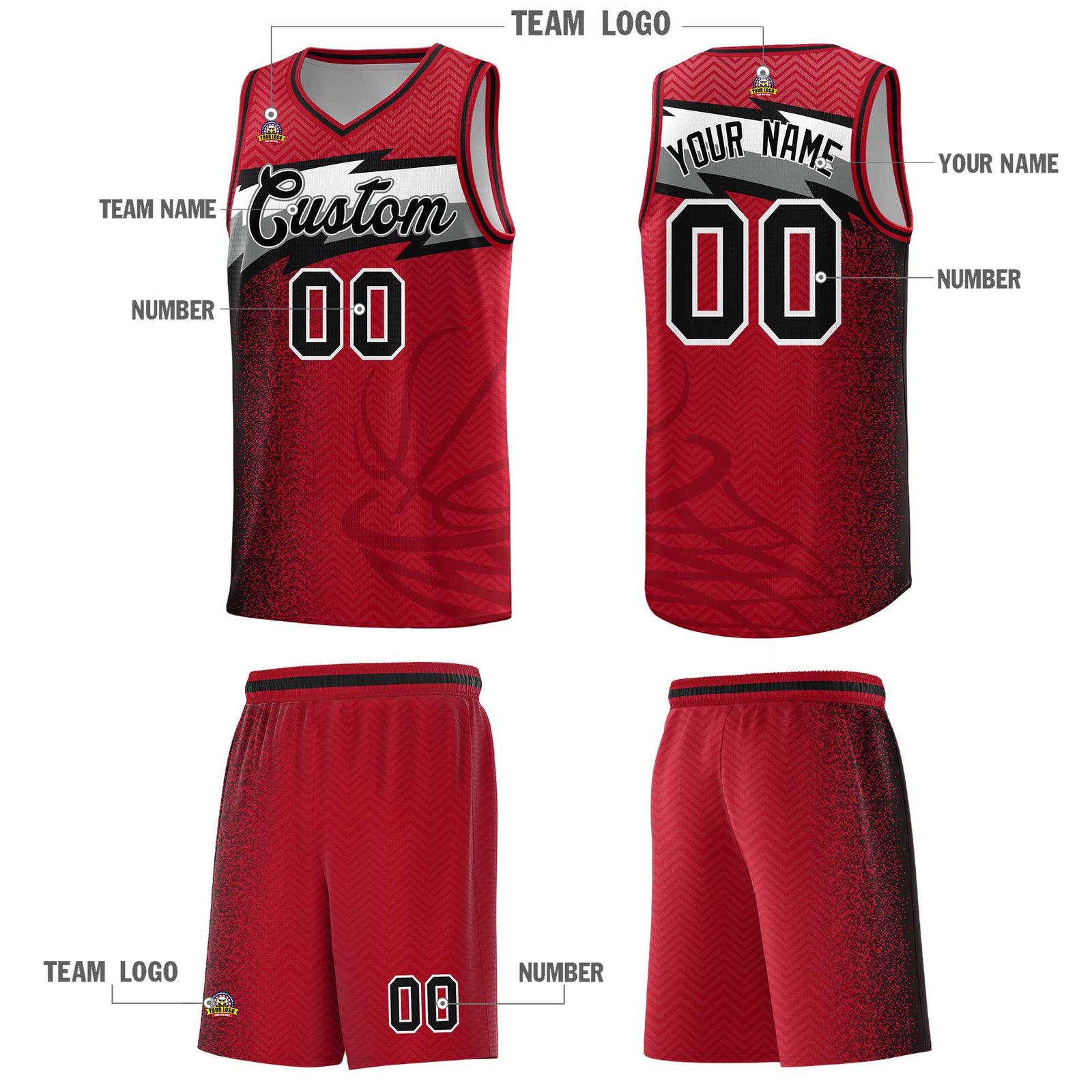 Custom Red Dot Scatter Graffiti Pattern Sports Uniform Basketball Jersey