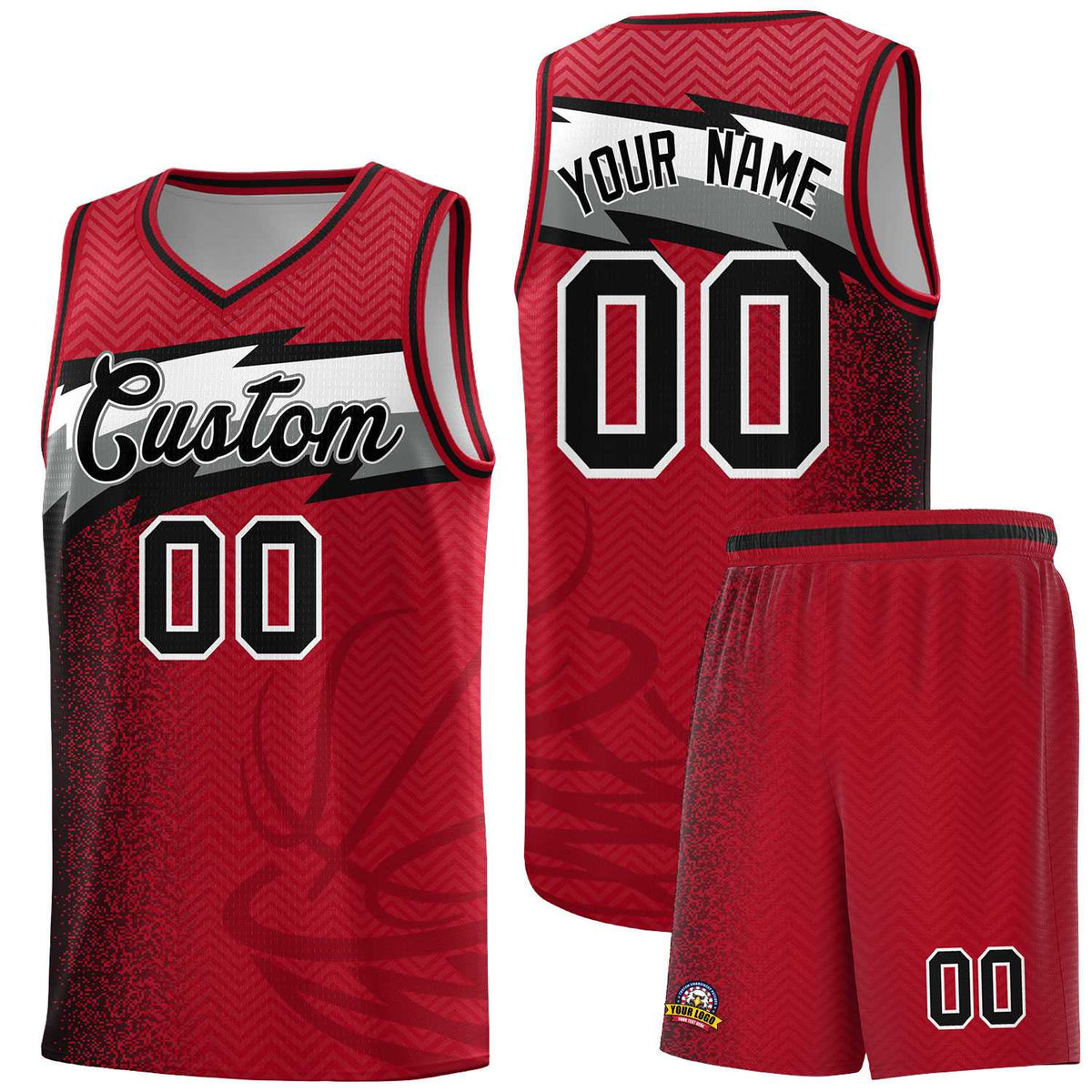 Custom Red Dot Scatter Graffiti Pattern Sports Uniform Basketball Jersey