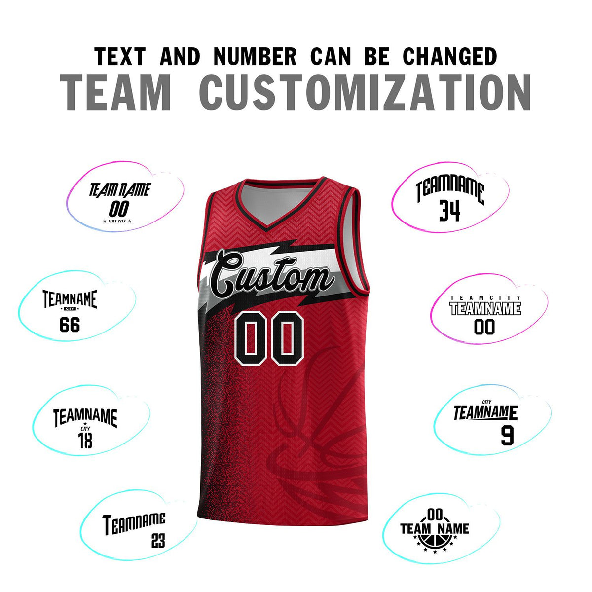 Custom Red Dot Scatter Graffiti Pattern Sports Uniform Basketball Jersey