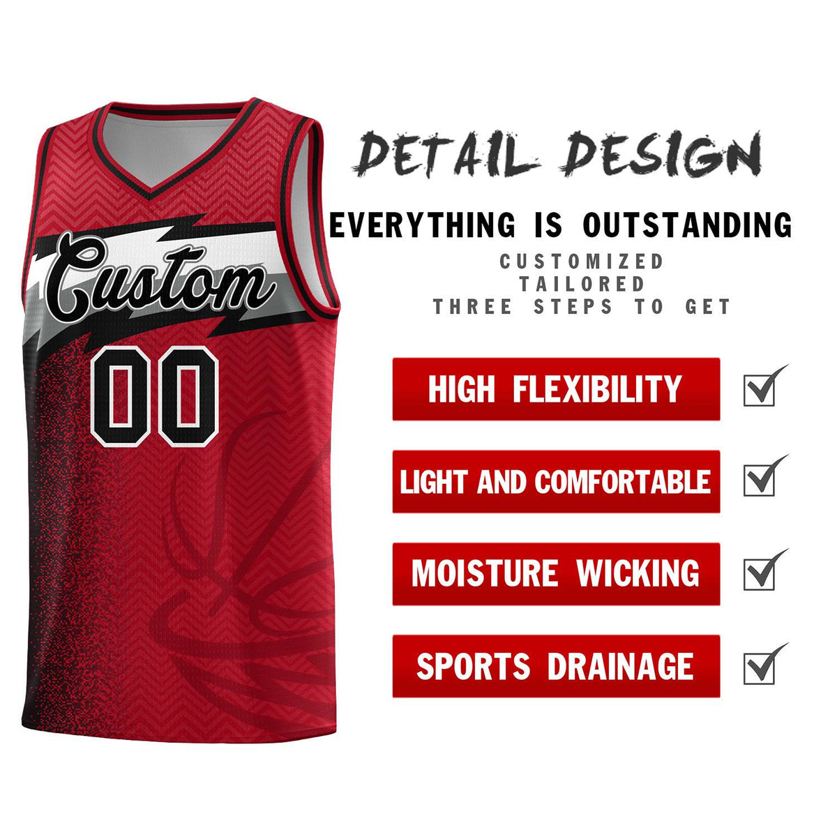 Custom Red Dot Scatter Graffiti Pattern Sports Uniform Basketball Jersey