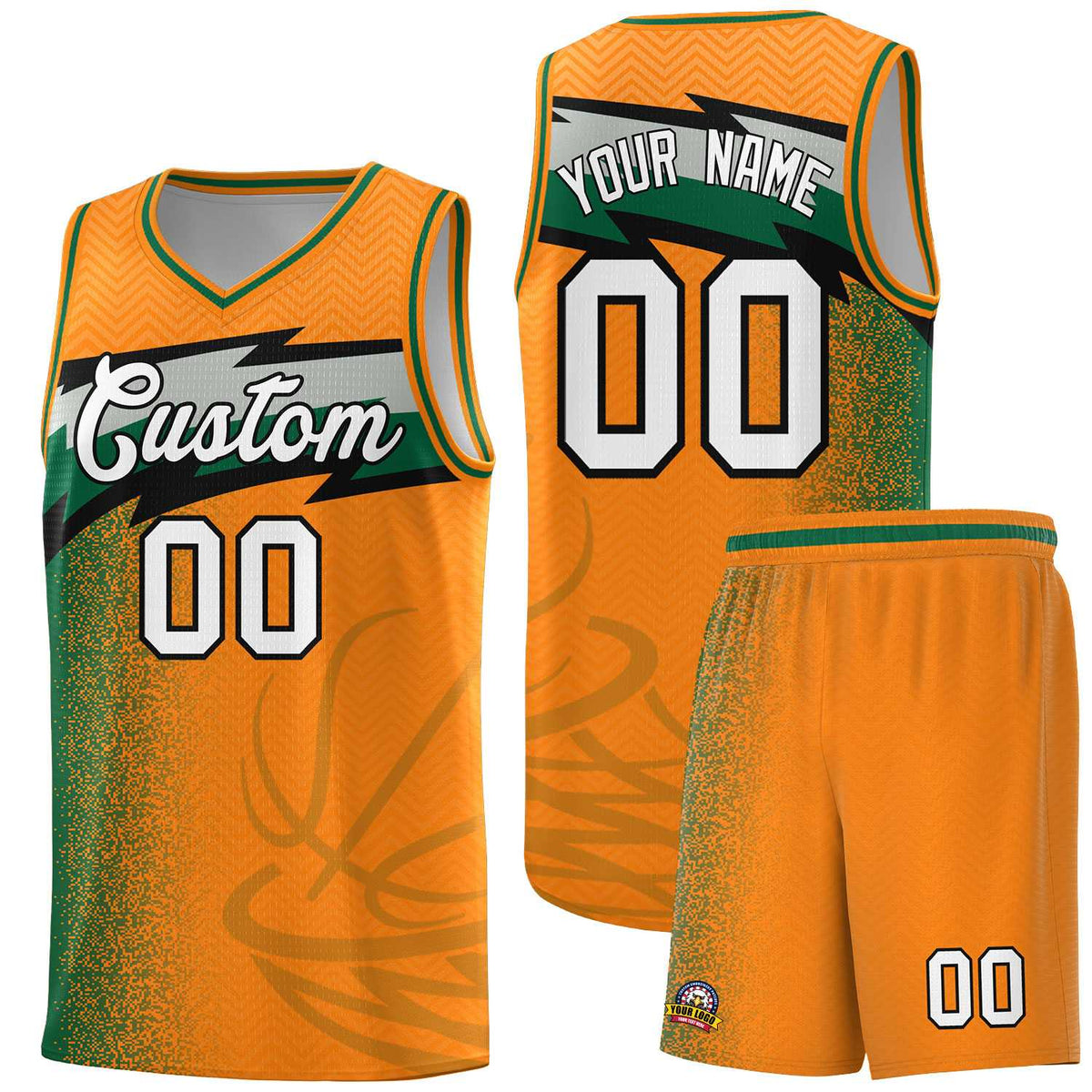 Custom Broncos Orange Dot Scatter Graffiti Pattern Sports Uniform Basketball Jersey