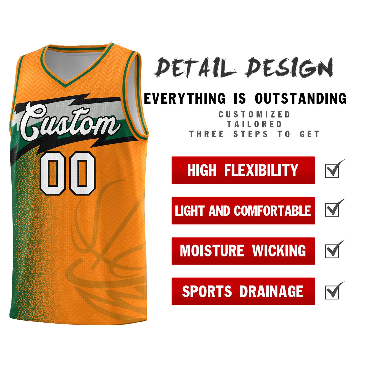 Custom Broncos Orange Dot Scatter Graffiti Pattern Sports Uniform Basketball Jersey