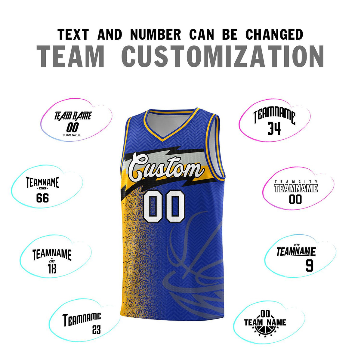 Custom Royal Dot Scatter Graffiti Pattern Sports Uniform Basketball Jersey