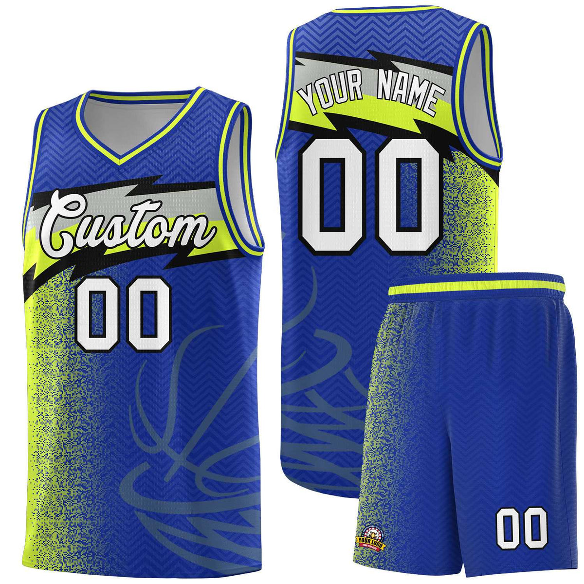 Custom Royal Dot Scatter Graffiti Pattern Sports Uniform Basketball Jersey