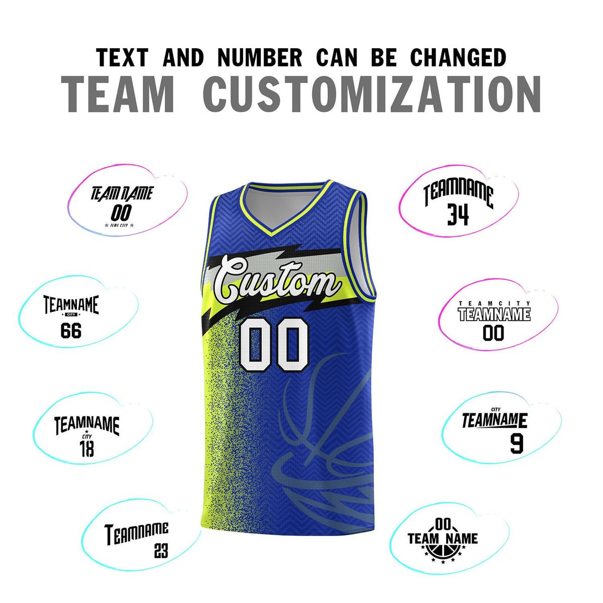 Custom Royal Dot Scatter Graffiti Pattern Sports Uniform Basketball Jersey