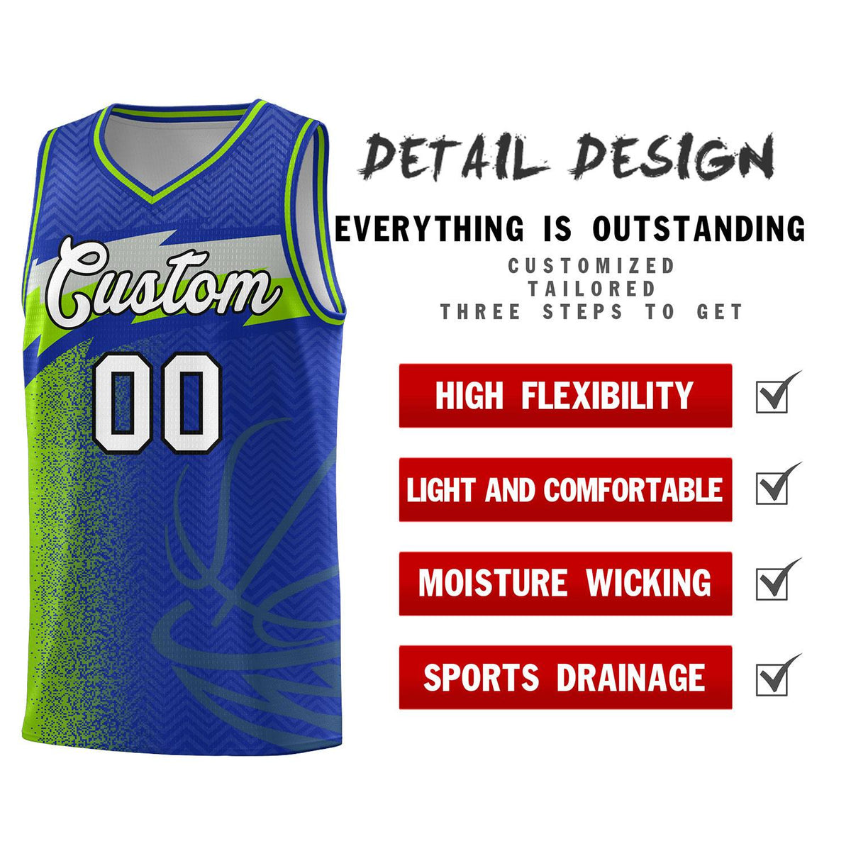 Custom Royal Dot Scatter Graffiti Pattern Sports Uniform Basketball Jersey