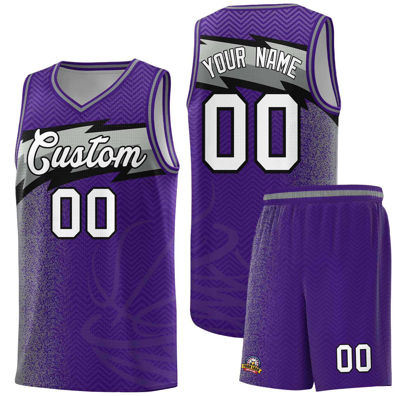 Custom Purple Dot Scatter Graffiti Pattern Sports Uniform Basketball Jersey