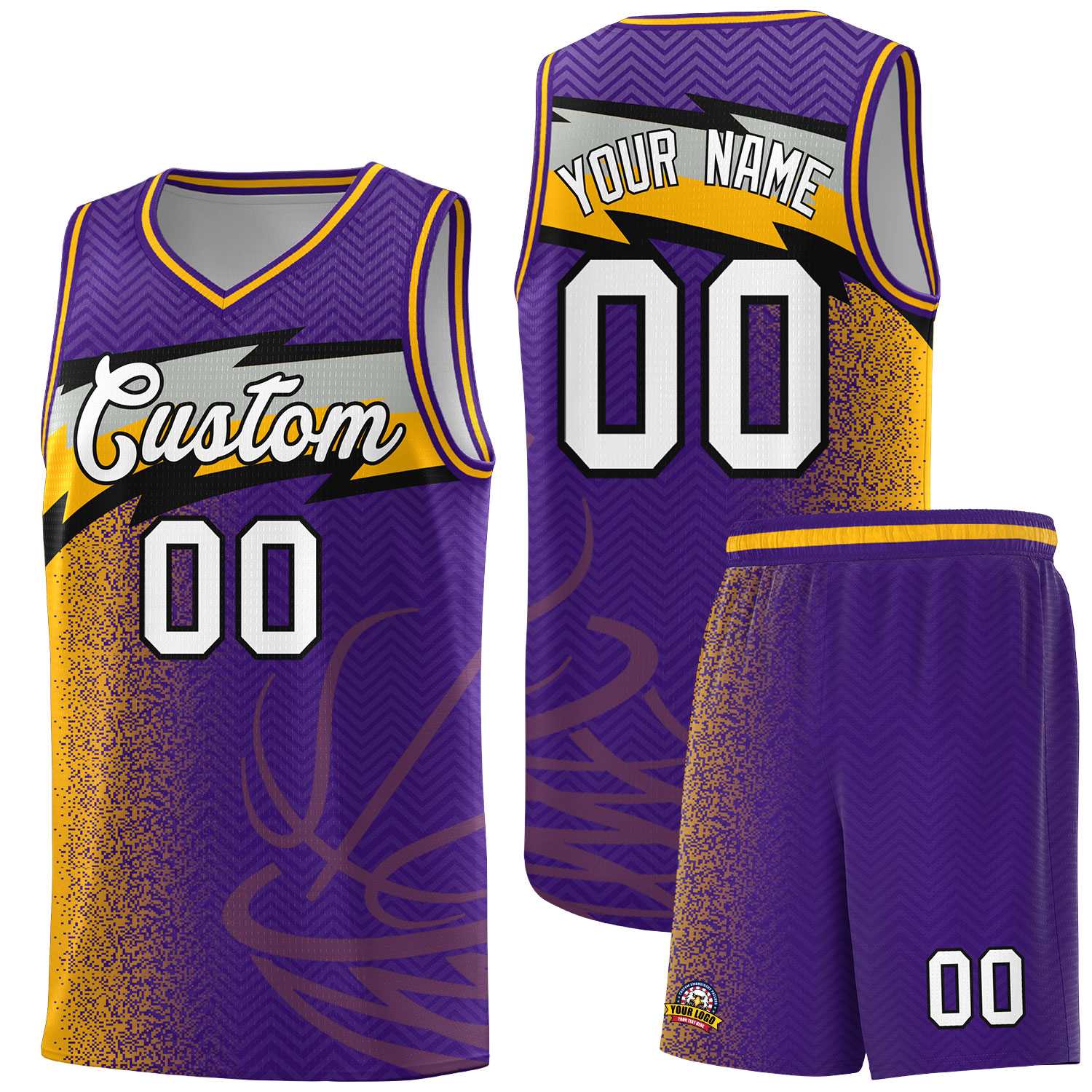 Custom Purple Dot Scatter Graffiti Pattern Sports Uniform Basketball Jersey