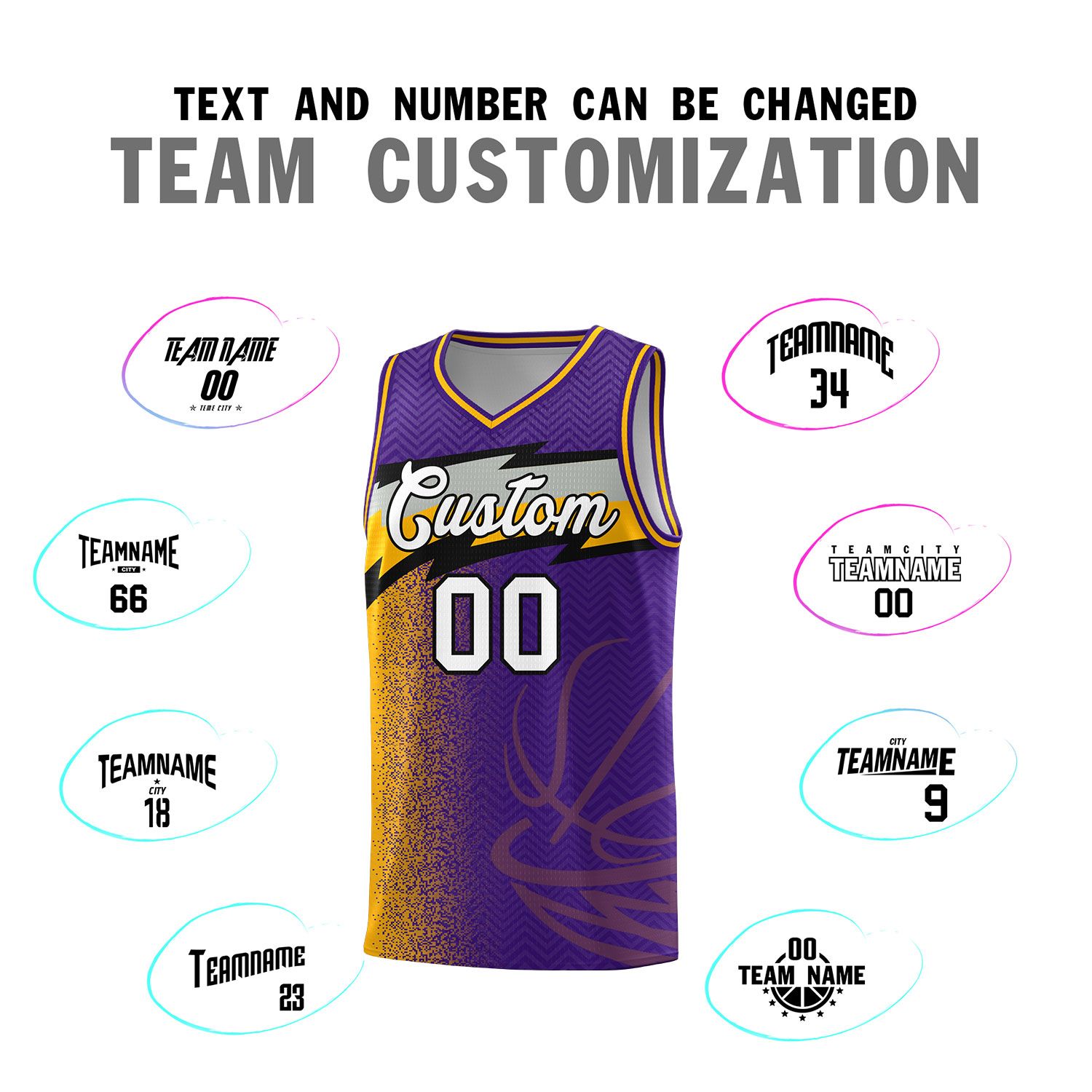 Custom Purple Dot Scatter Graffiti Pattern Sports Uniform Basketball Jersey