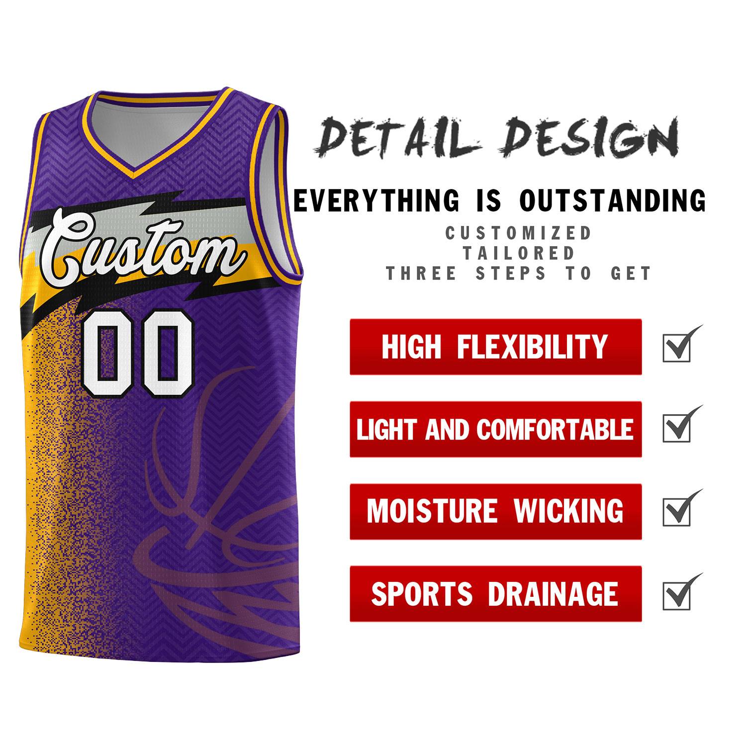 Custom Purple Dot Scatter Graffiti Pattern Sports Uniform Basketball Jersey