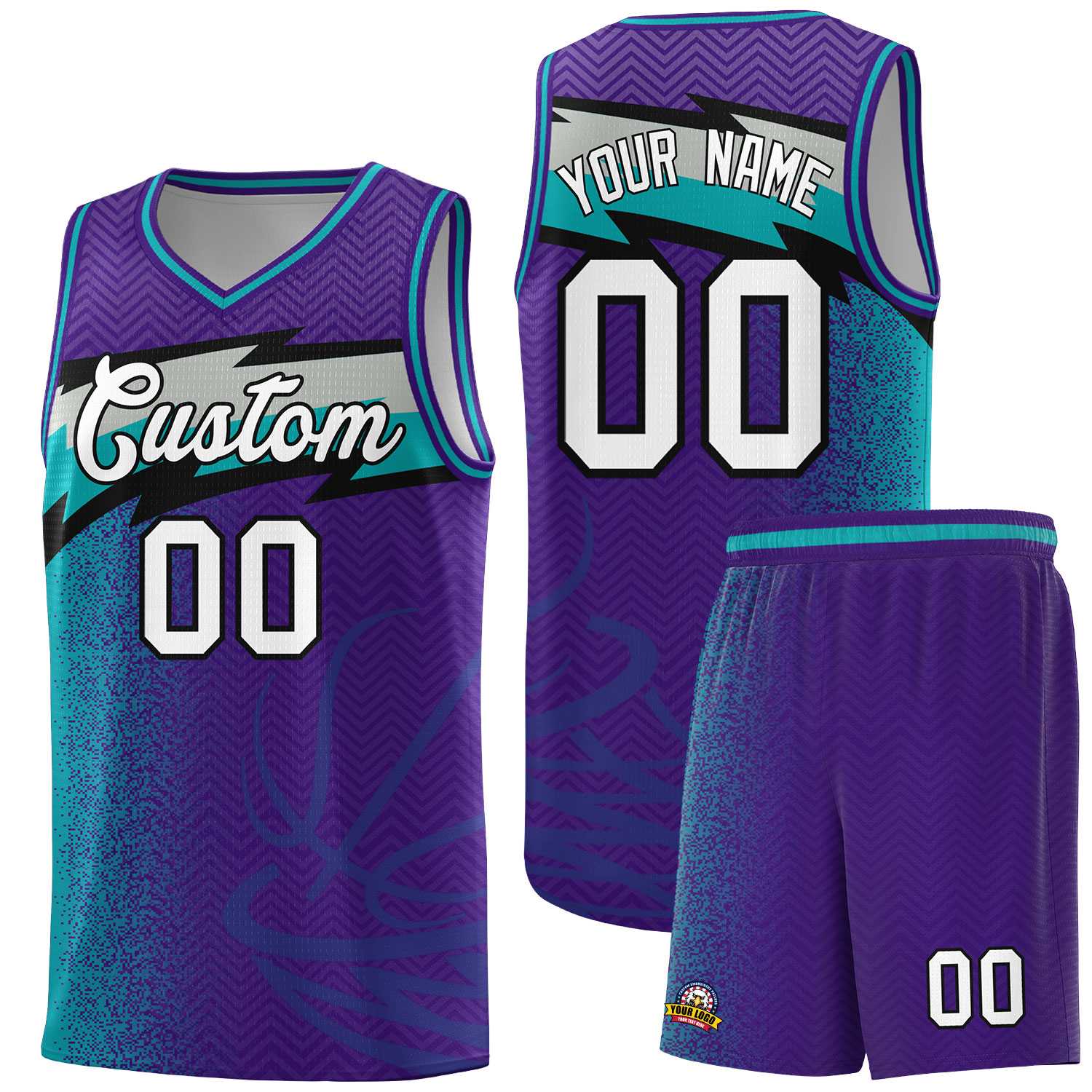 Custom Purple Dot Scatter Graffiti Pattern Sports Uniform Basketball Jersey