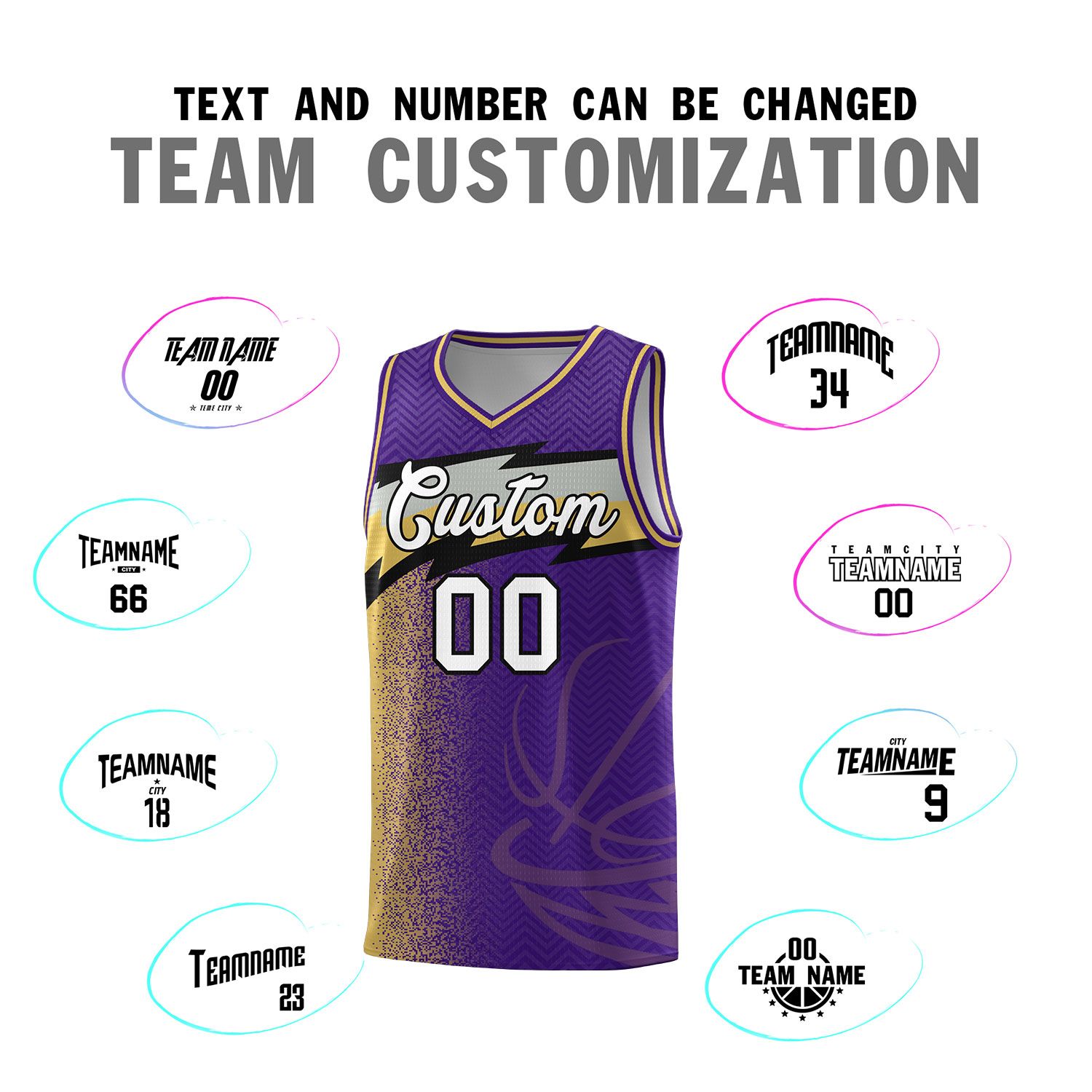 Custom Purple Dot Scatter Graffiti Pattern Sports Uniform Basketball Jersey