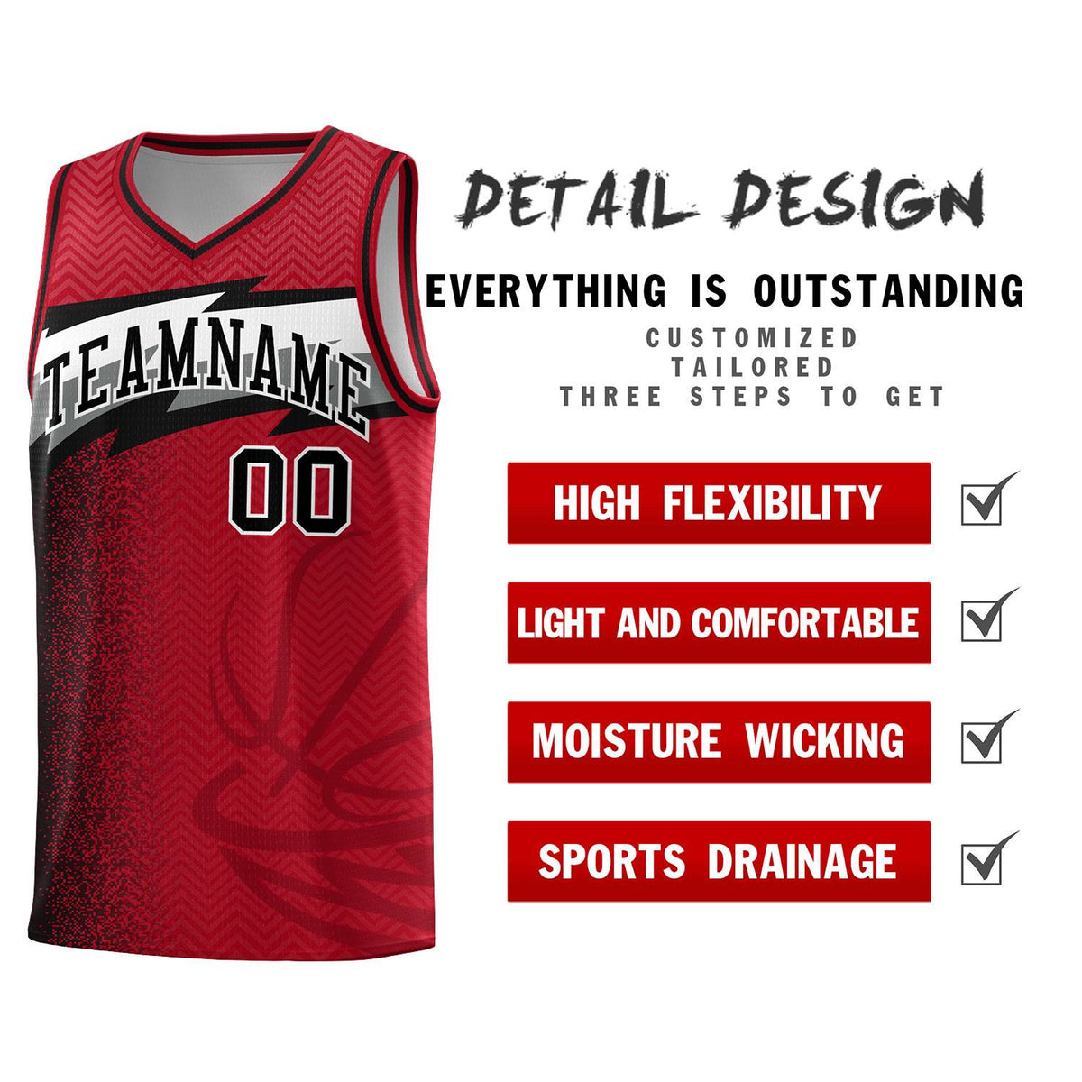 Custom Red Dot Scatter Graffiti Pattern Sports Uniform Basketball Jersey