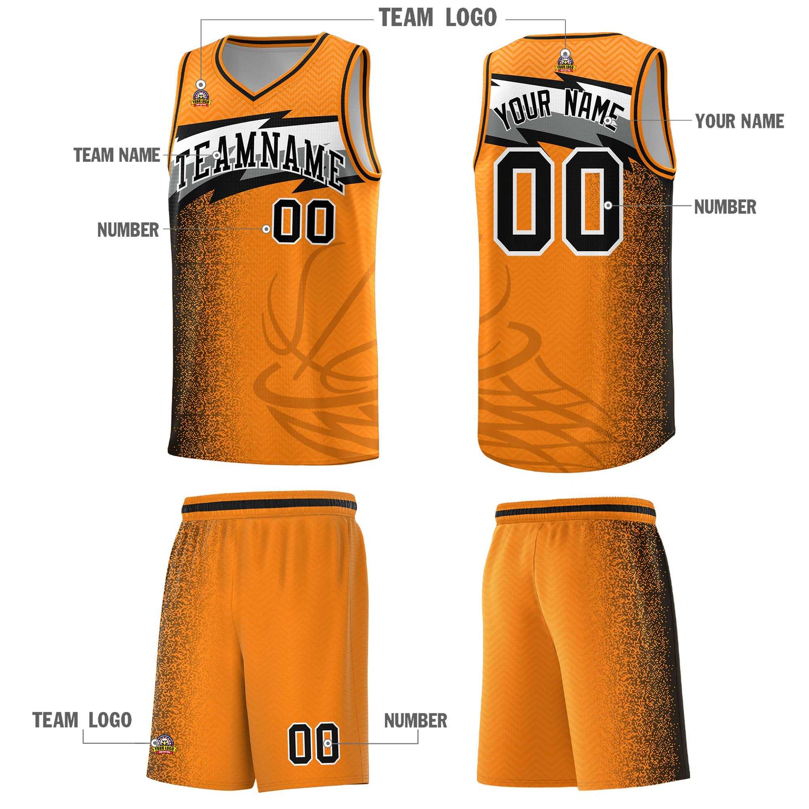 Custom Broncos Orange Dot Scatter Graffiti Pattern Sports Uniform Basketball Jersey