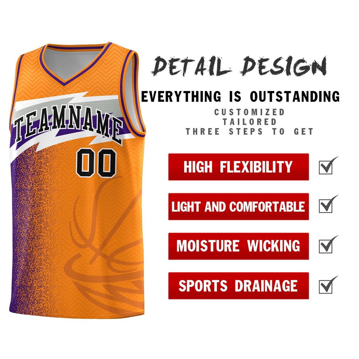 Custom Broncos Orange Dot Scatter Graffiti Pattern Sports Uniform Basketball Jersey