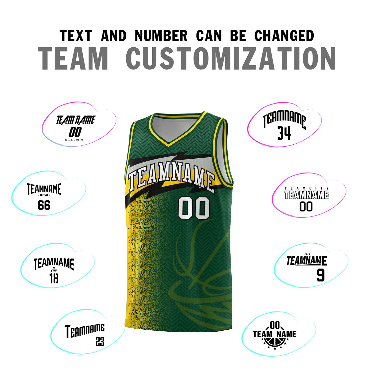 Custom Kelly Green Dot Scatter Graffiti Pattern Sports Uniform Basketball Jersey