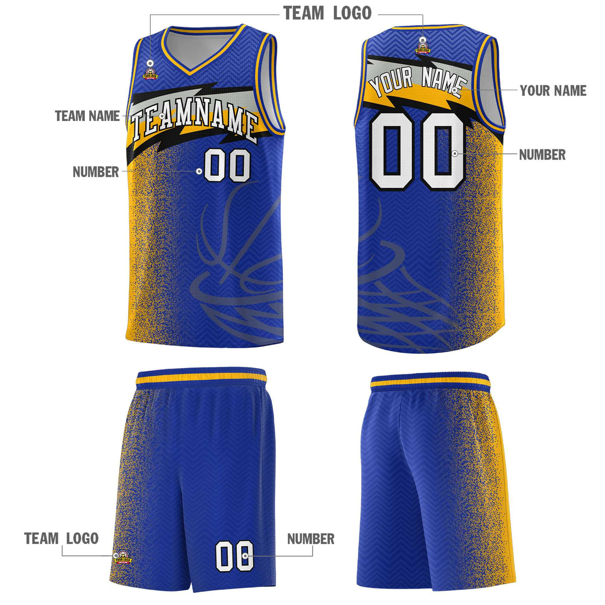 Custom Royal Dot Scatter Graffiti Pattern Sports Uniform Basketball Jersey