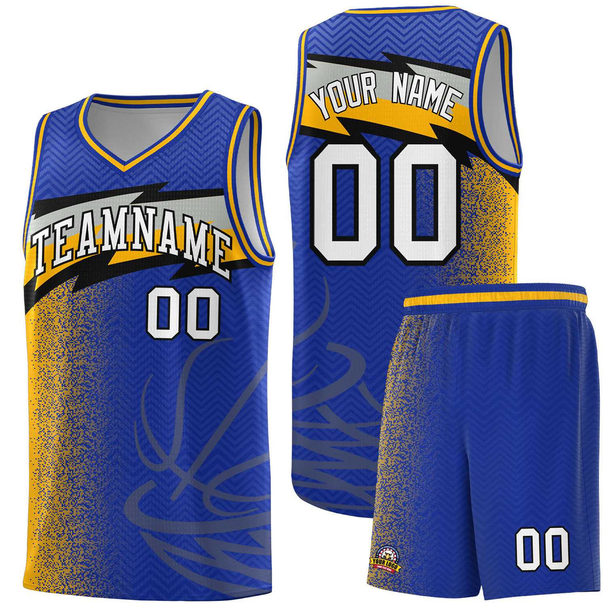 Custom Royal Dot Scatter Graffiti Pattern Sports Uniform Basketball Jersey