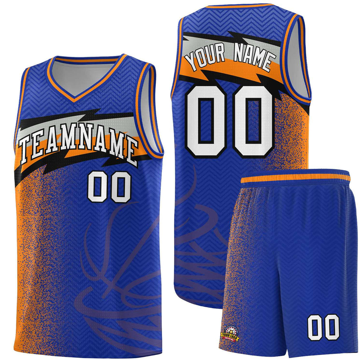 Custom Royal Dot Scatter Graffiti Pattern Sports Uniform Basketball Jersey