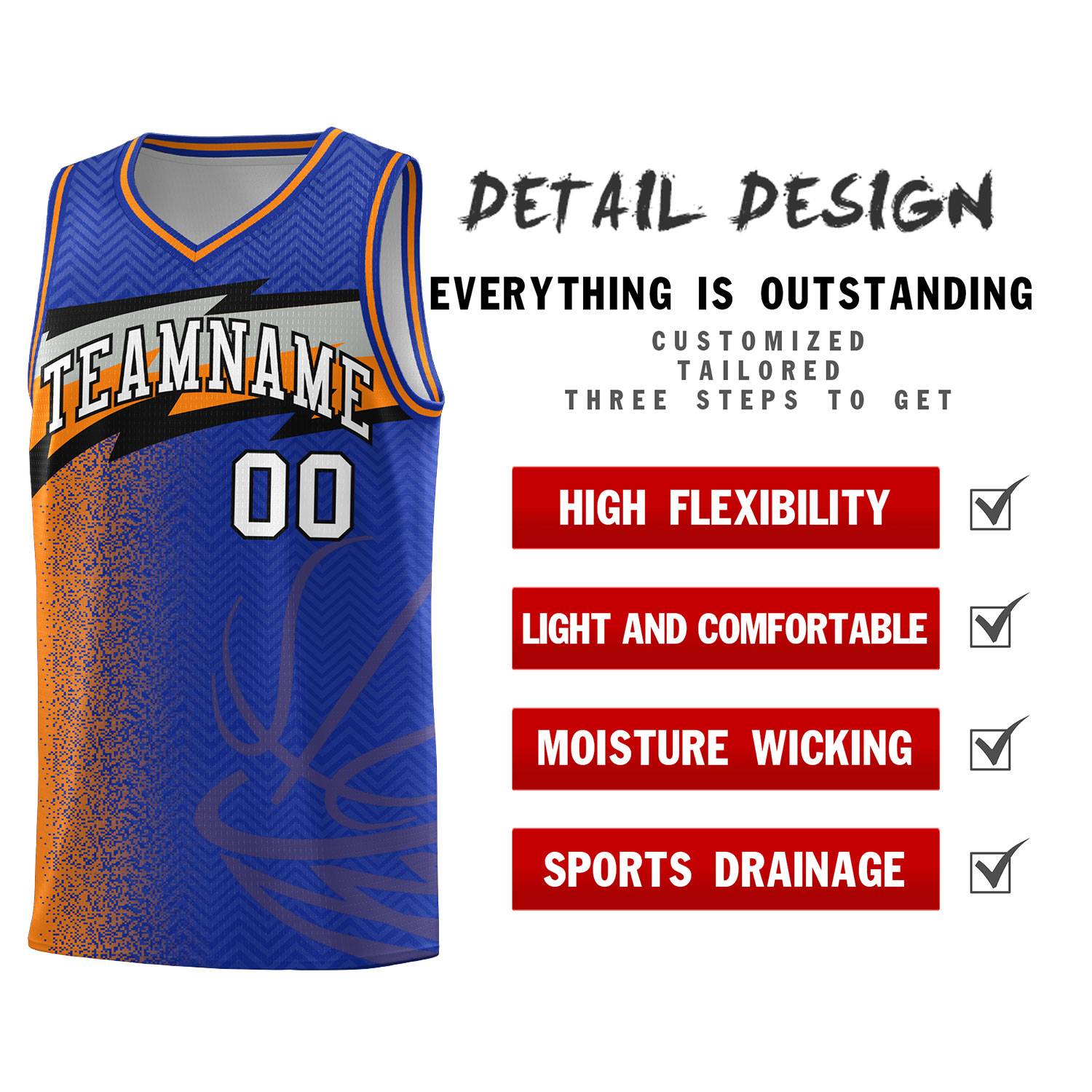 Custom Royal Dot Scatter Graffiti Pattern Sports Uniform Basketball Jersey