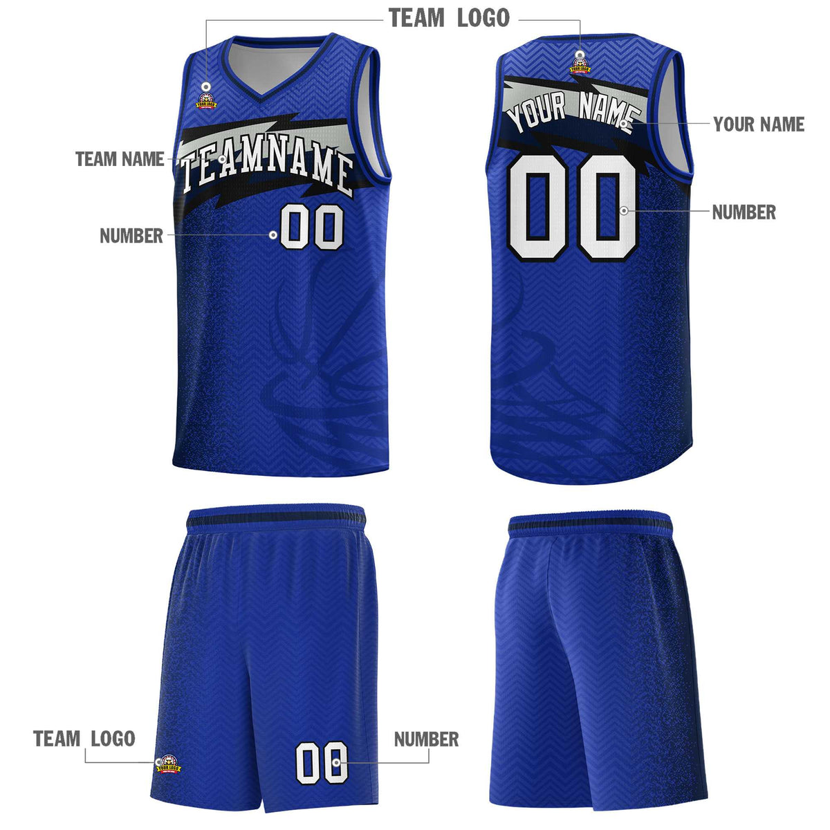 Custom Royal Dot Scatter Graffiti Pattern Sports Uniform Basketball Jersey