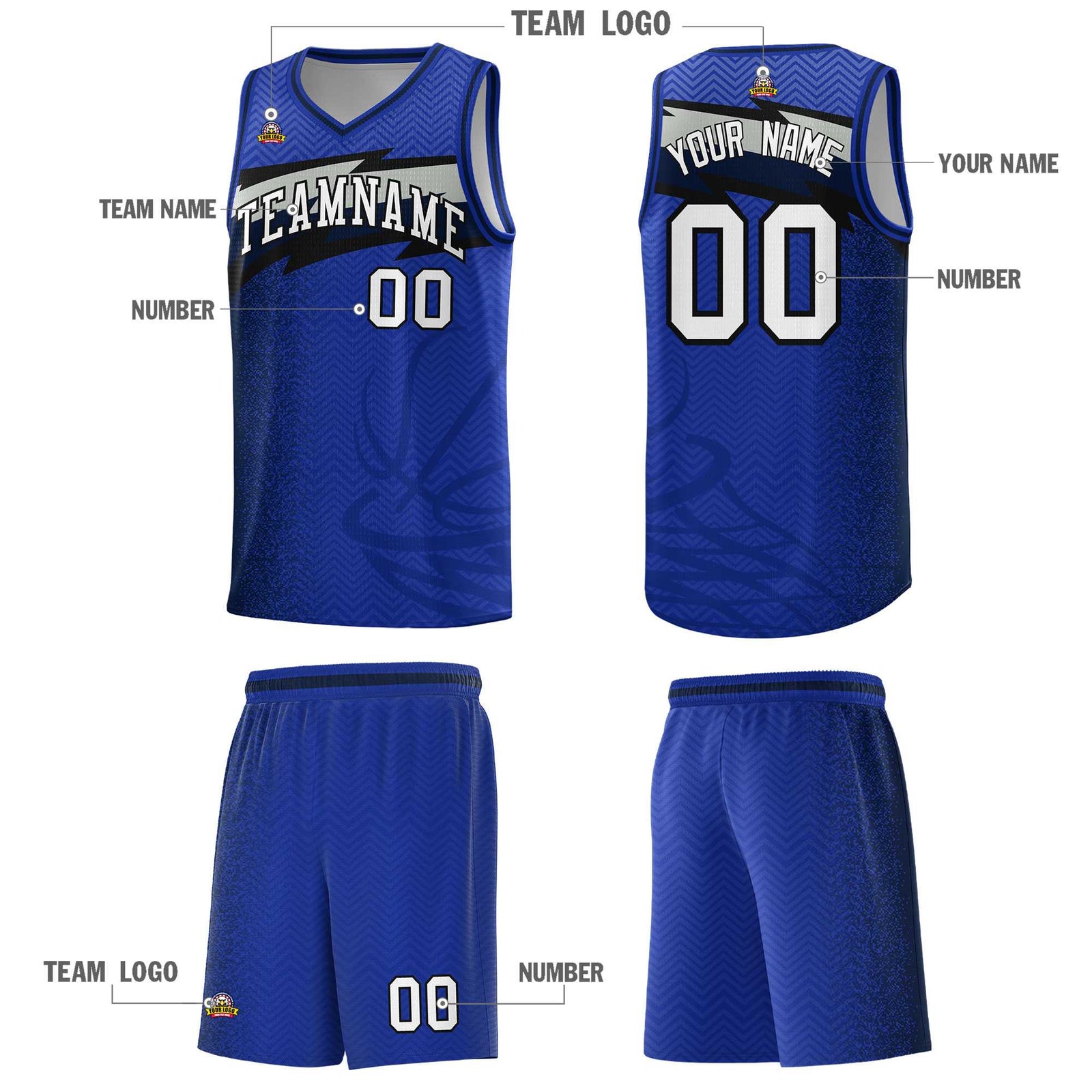 Custom Royal Dot Scatter Graffiti Pattern Sports Uniform Basketball Jersey