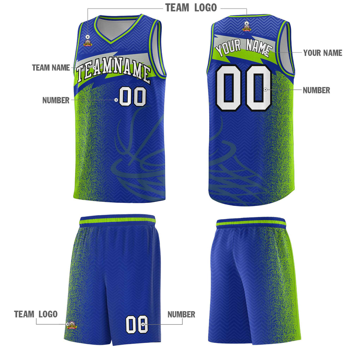Custom Royal Dot Scatter Graffiti Pattern Sports Uniform Basketball Jersey