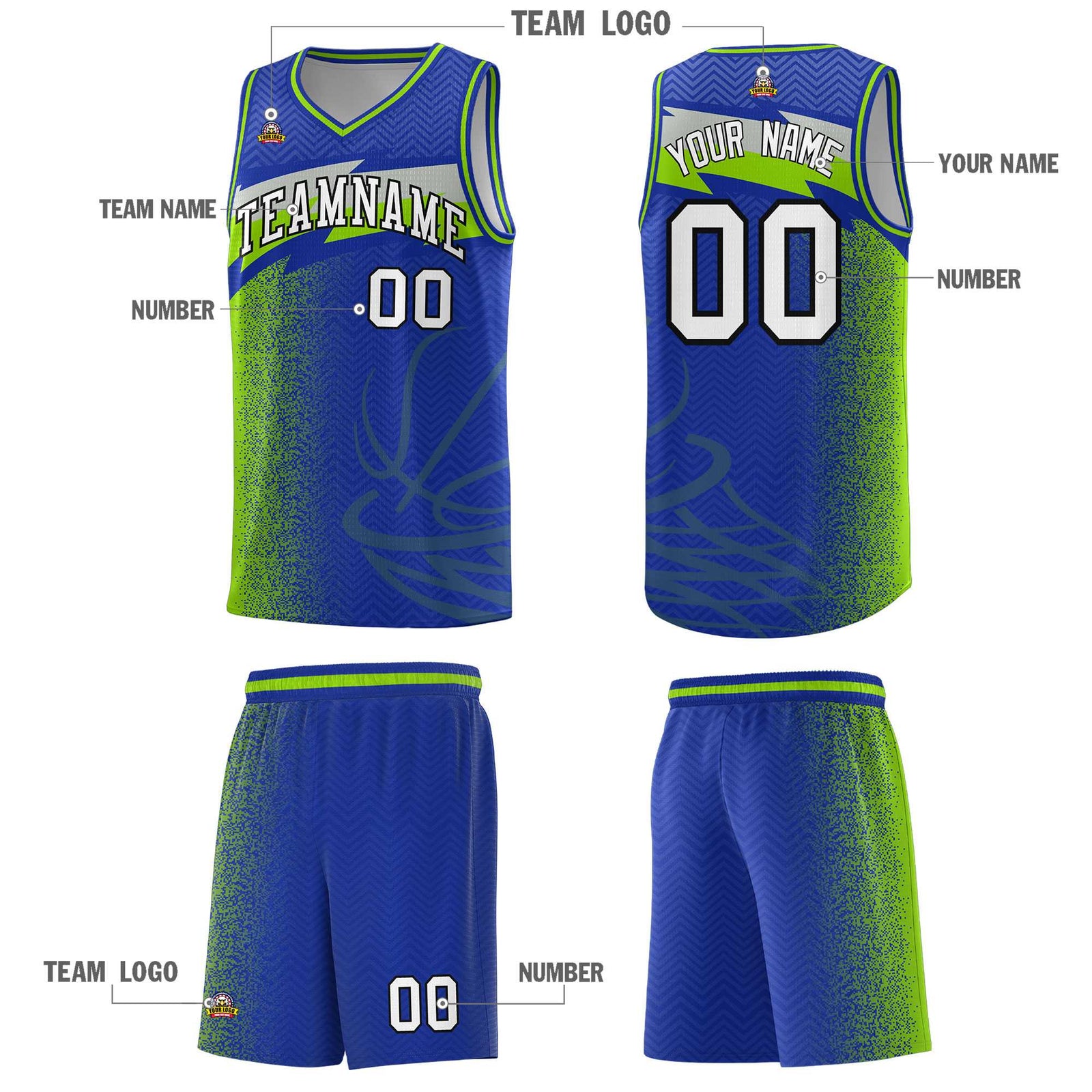 Custom Royal Dot Scatter Graffiti Pattern Sports Uniform Basketball Jersey