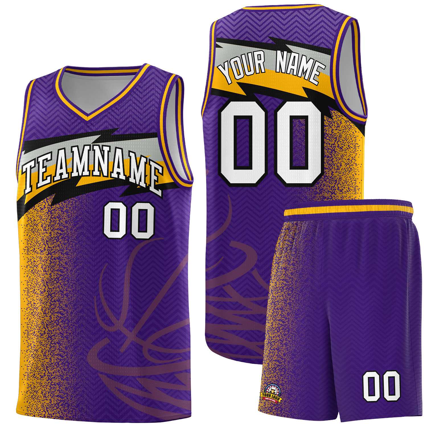 Custom Purple Dot Scatter Graffiti Pattern Sports Uniform Basketball Jersey