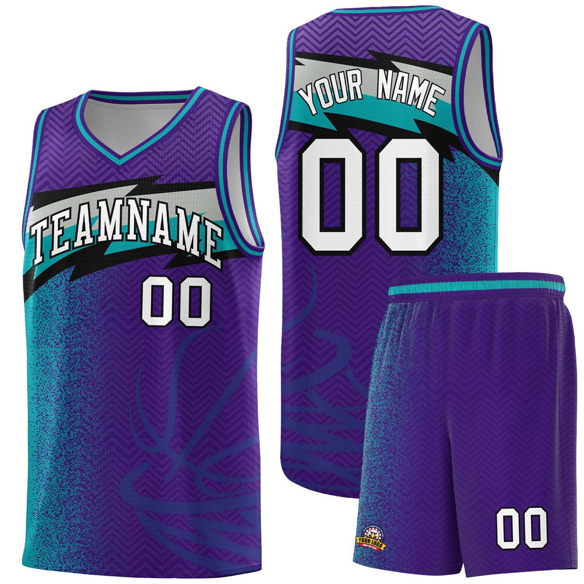 Custom Purple Dot Scatter Graffiti Pattern Sports Uniform Basketball Jersey