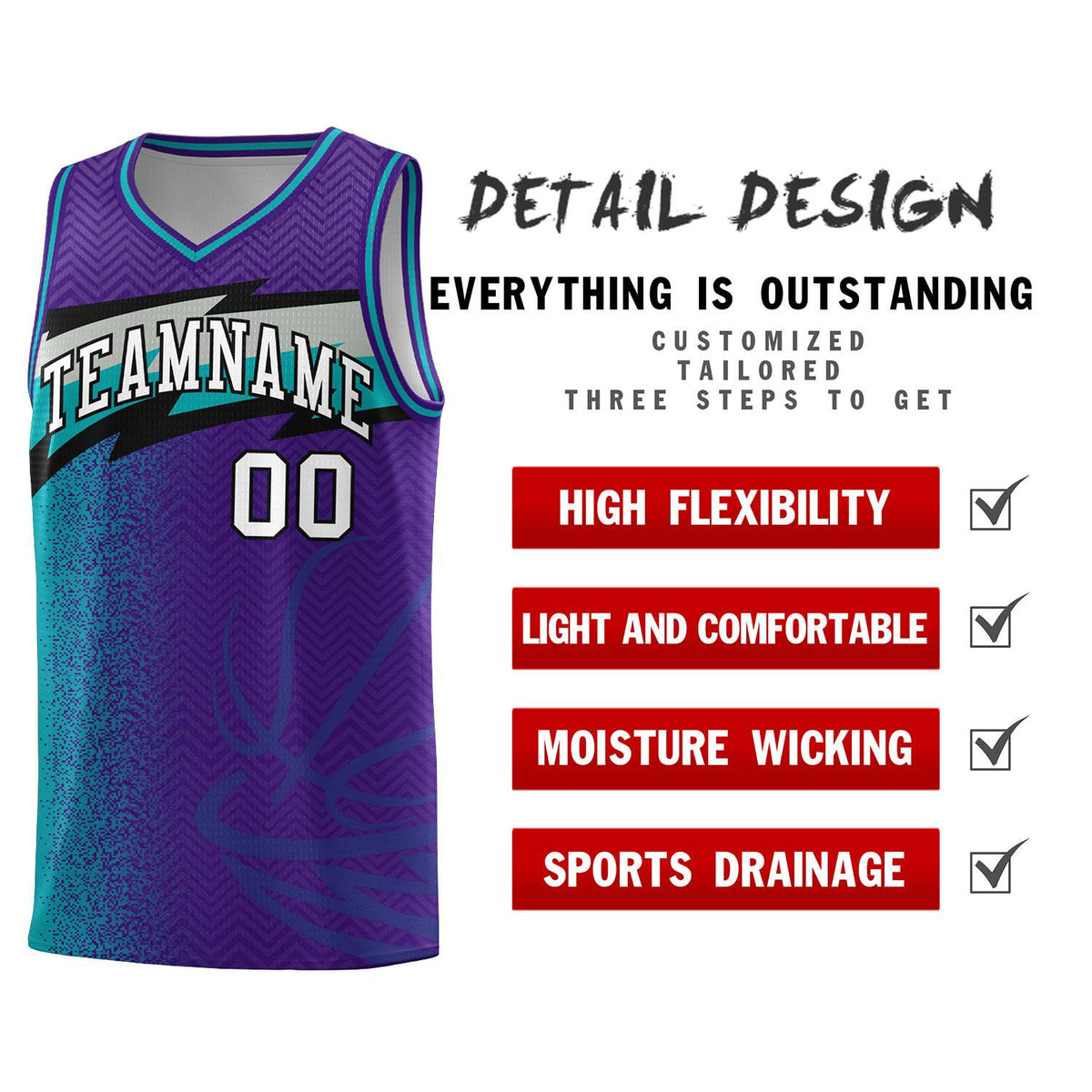 Custom Purple Dot Scatter Graffiti Pattern Sports Uniform Basketball Jersey