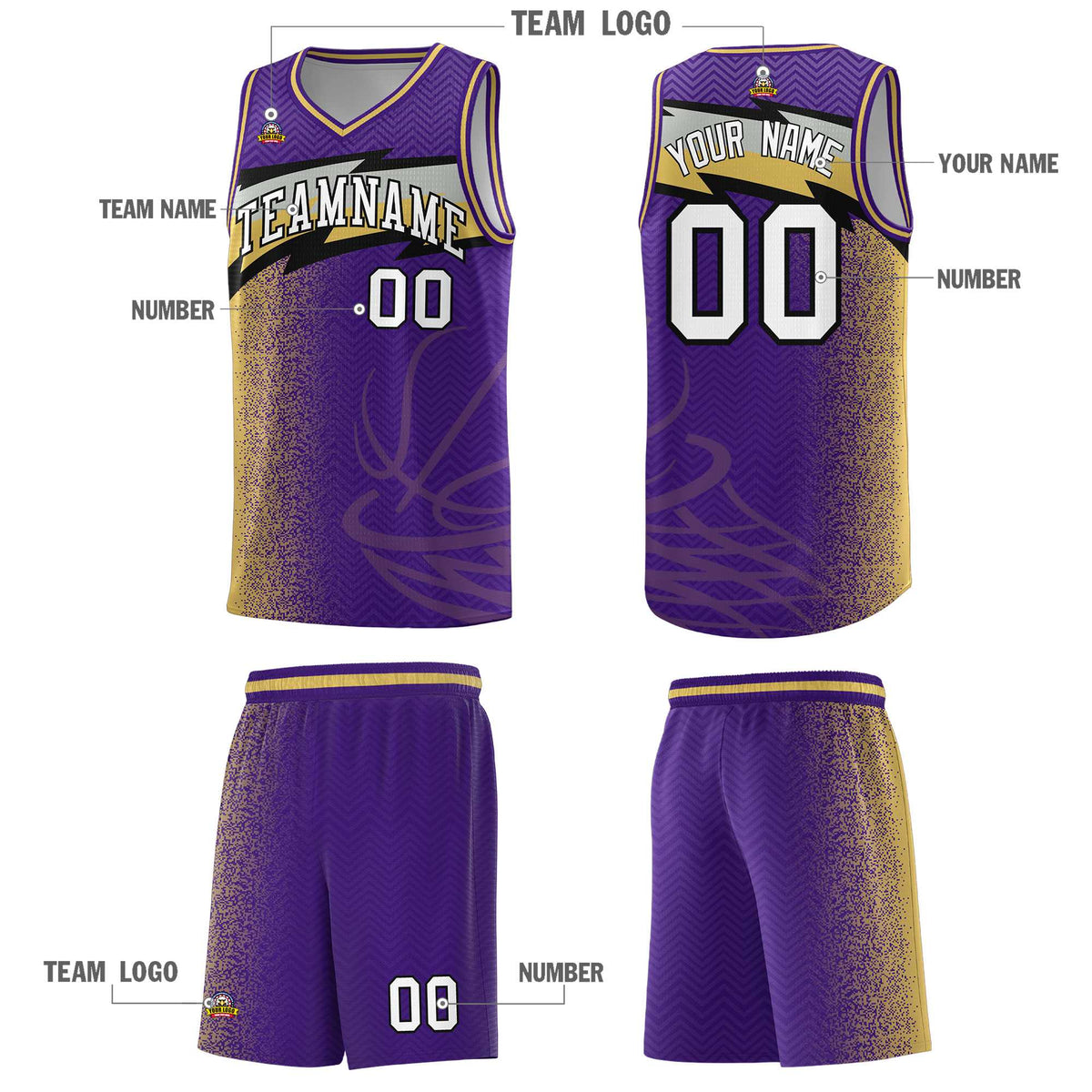 Custom Purple Dot Scatter Graffiti Pattern Sports Uniform Basketball Jersey