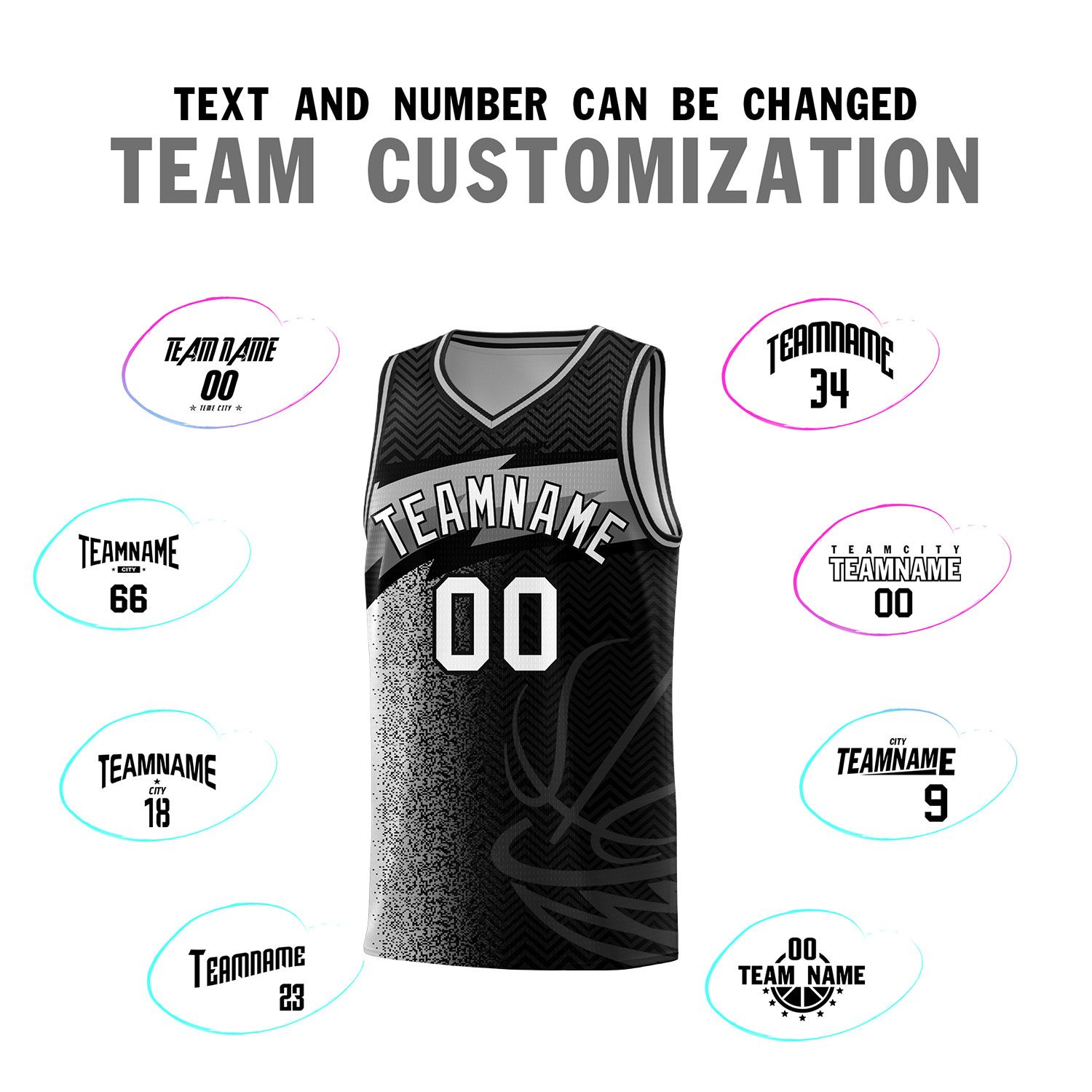Custom Black Dot Scatter Graffiti Pattern Sports Uniform Basketball Jersey