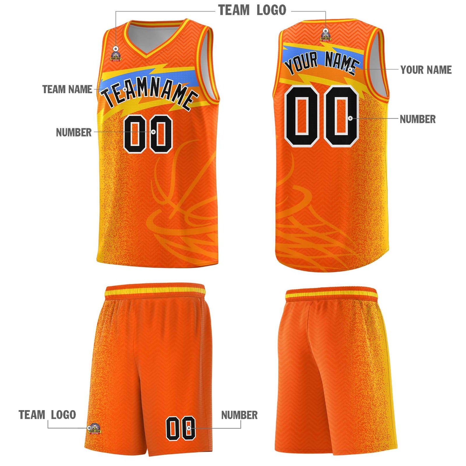 Custom Orange Dot Scatter Graffiti Pattern Sports Uniform Basketball Jersey
