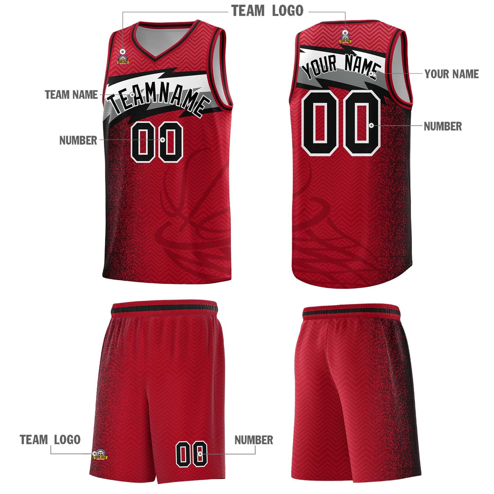 Custom Red Dot Scatter Graffiti Pattern Sports Uniform Basketball Jersey