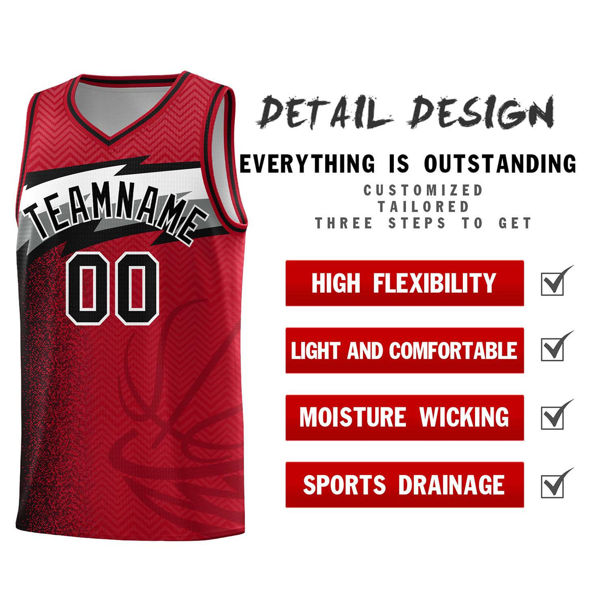 Custom Red Dot Scatter Graffiti Pattern Sports Uniform Basketball Jersey