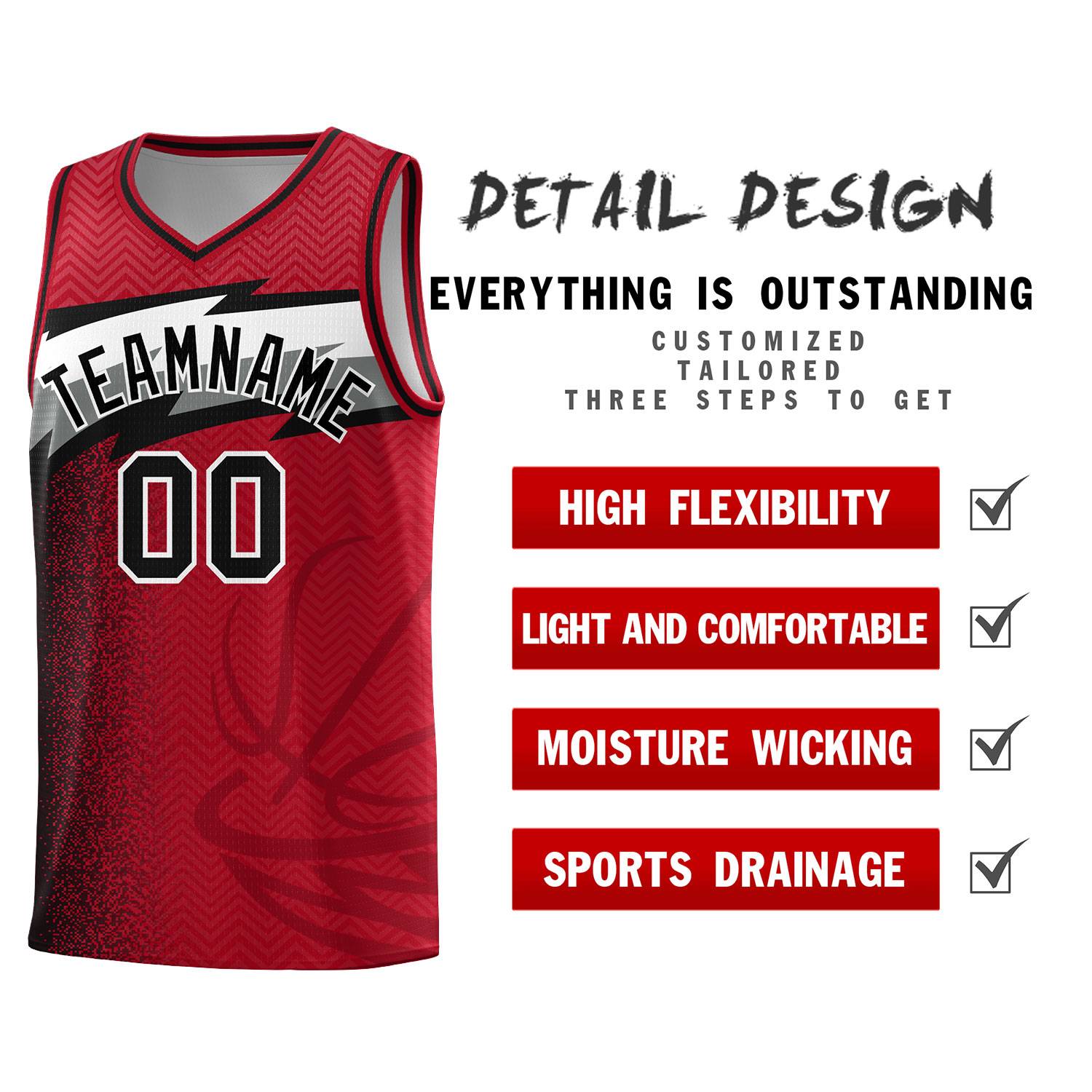 Custom Red Dot Scatter Graffiti Pattern Sports Uniform Basketball Jersey