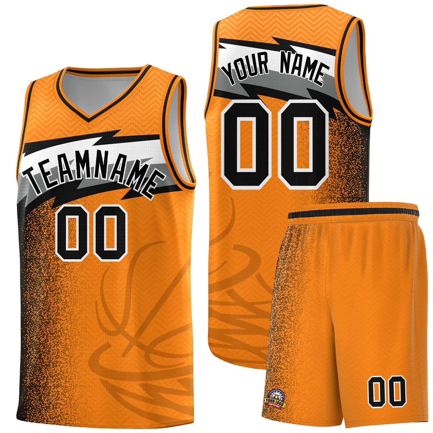 Custom Broncos Orange Dot Scatter Graffiti Pattern Sports Uniform Basketball Jersey