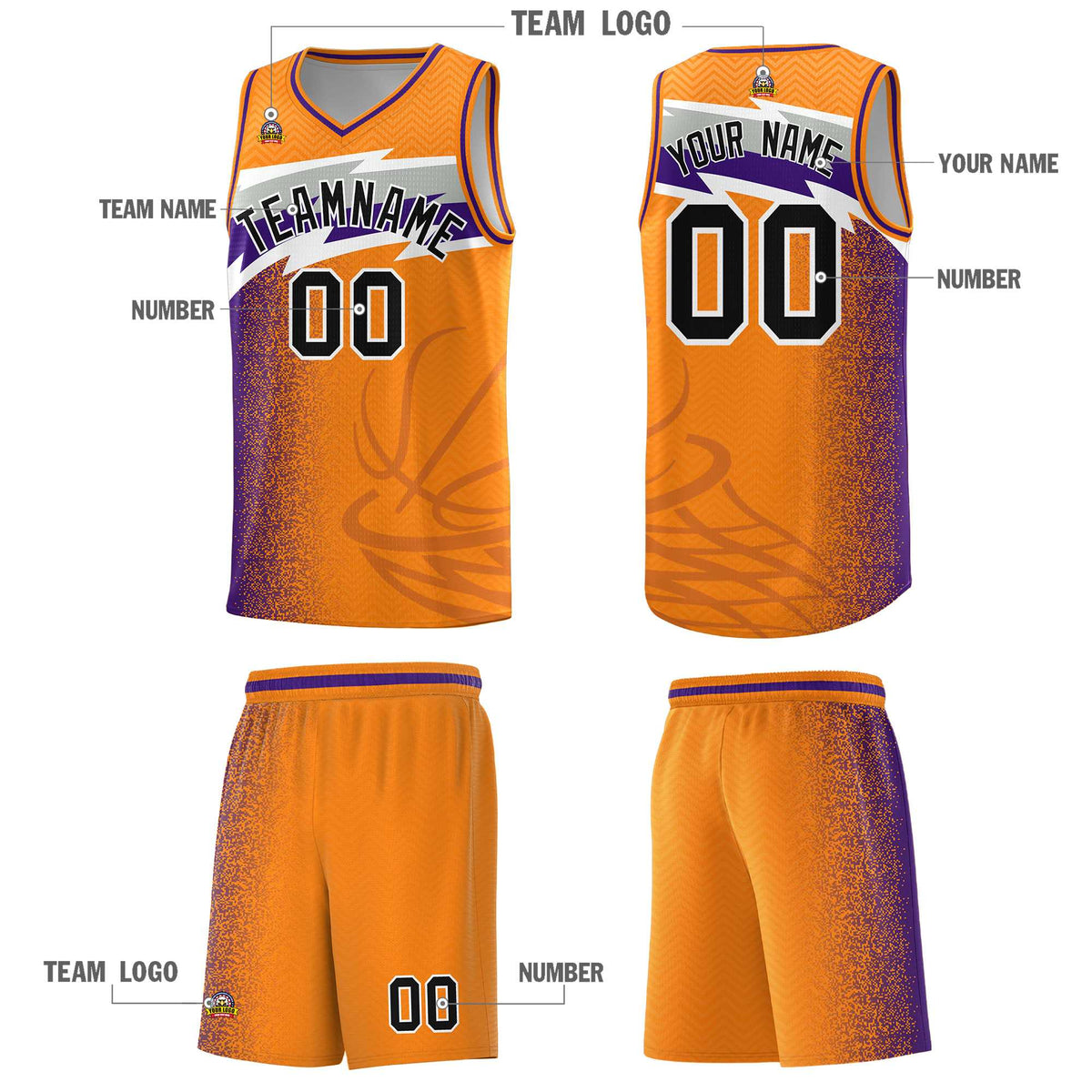 Custom Broncos Orange Dot Scatter Graffiti Pattern Sports Uniform Basketball Jersey