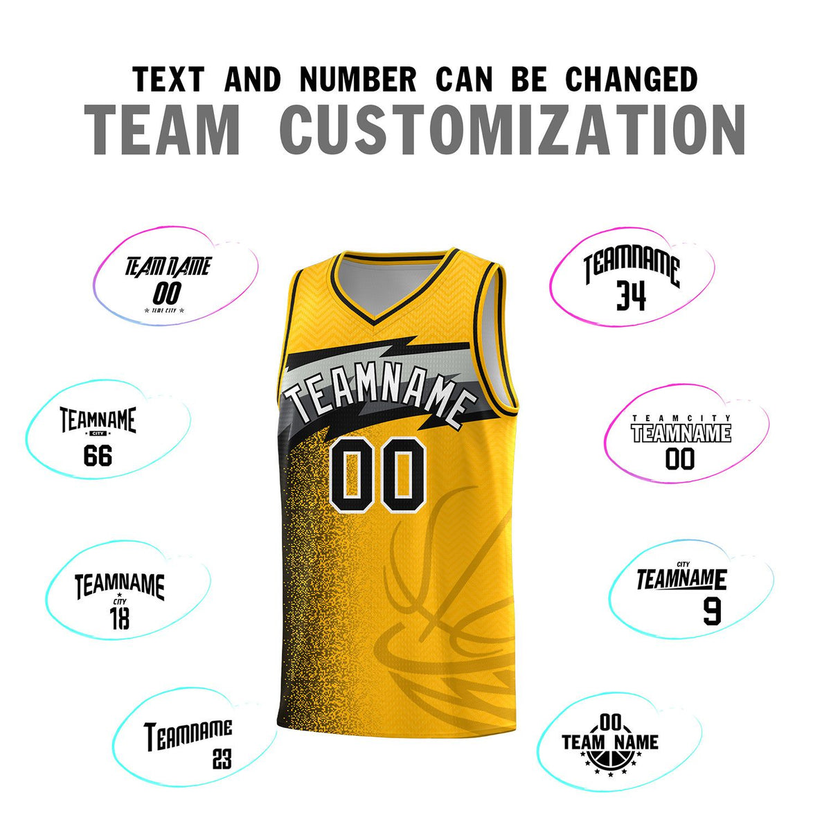Custom Gold Dot Scatter Graffiti Pattern Sports Uniform Basketball Jersey