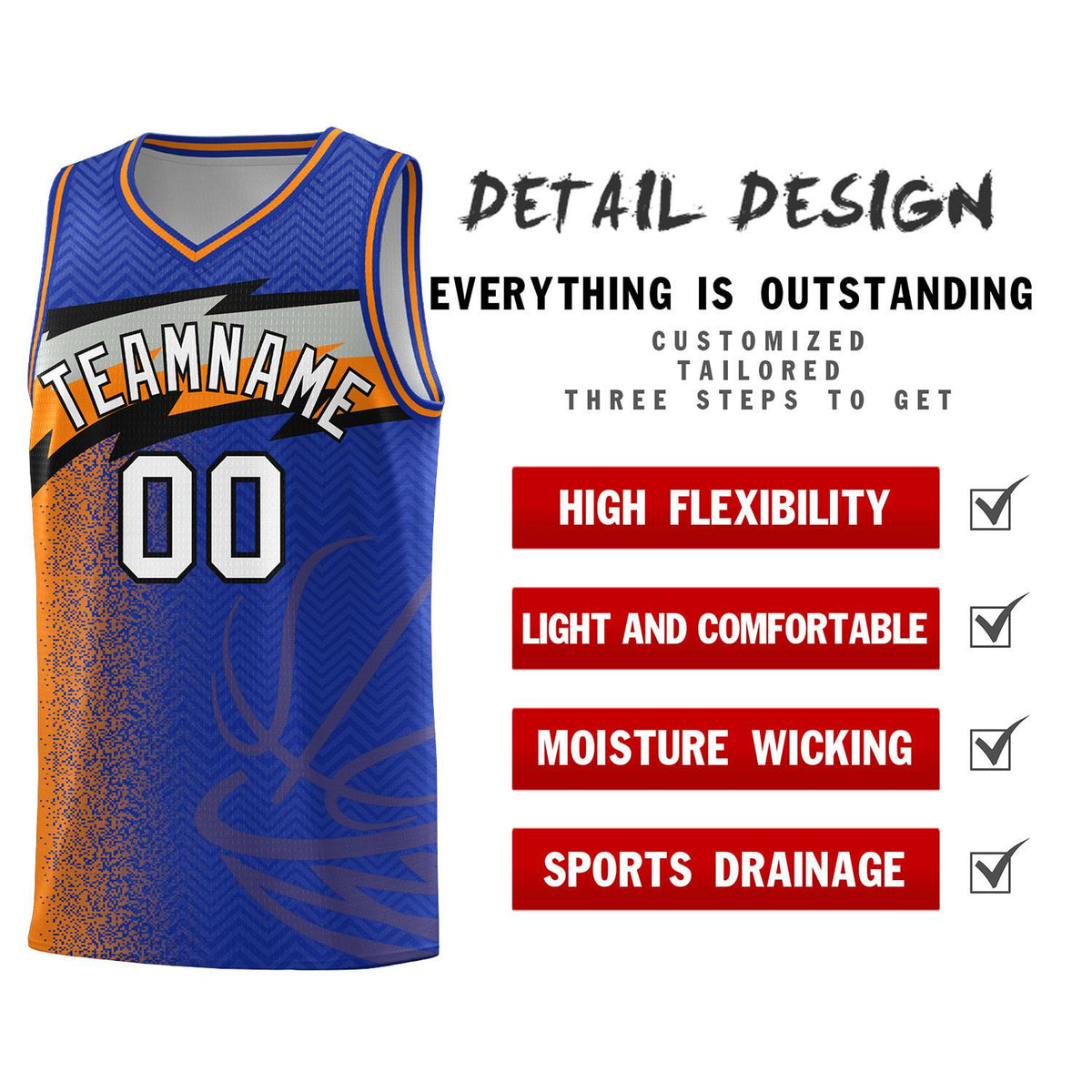 Custom Royal Dot Scatter Graffiti Pattern Sports Uniform Basketball Jersey