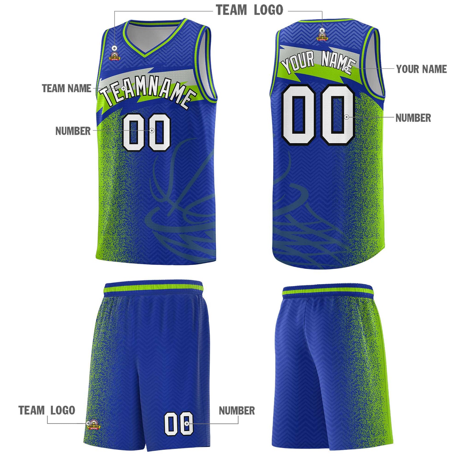 Custom Royal Dot Scatter Graffiti Pattern Sports Uniform Basketball Jersey