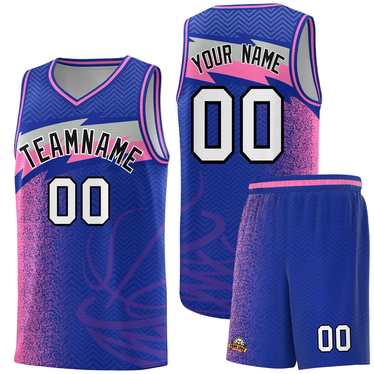 Custom Royal Dot Scatter Graffiti Pattern Sports Uniform Basketball Jersey