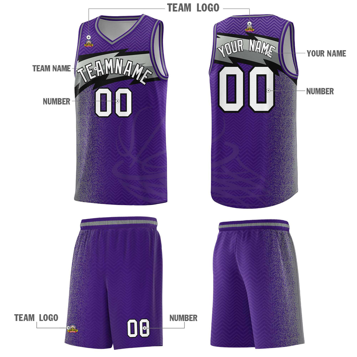 Custom Purple Dot Scatter Graffiti Pattern Sports Uniform Basketball Jersey